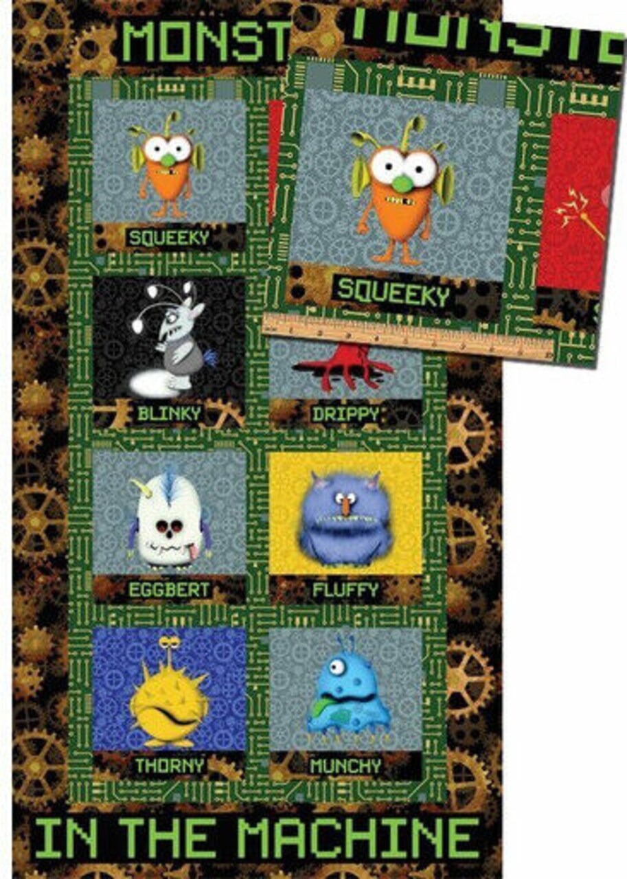 Matthews Mini Monsters Panel 23x44 inch Cotton Fabric by Benartex